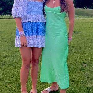 Zara green silk dress size small